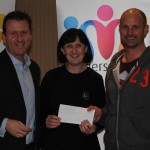 Lisa and Darrell from the Front skate park receiving their cheque.